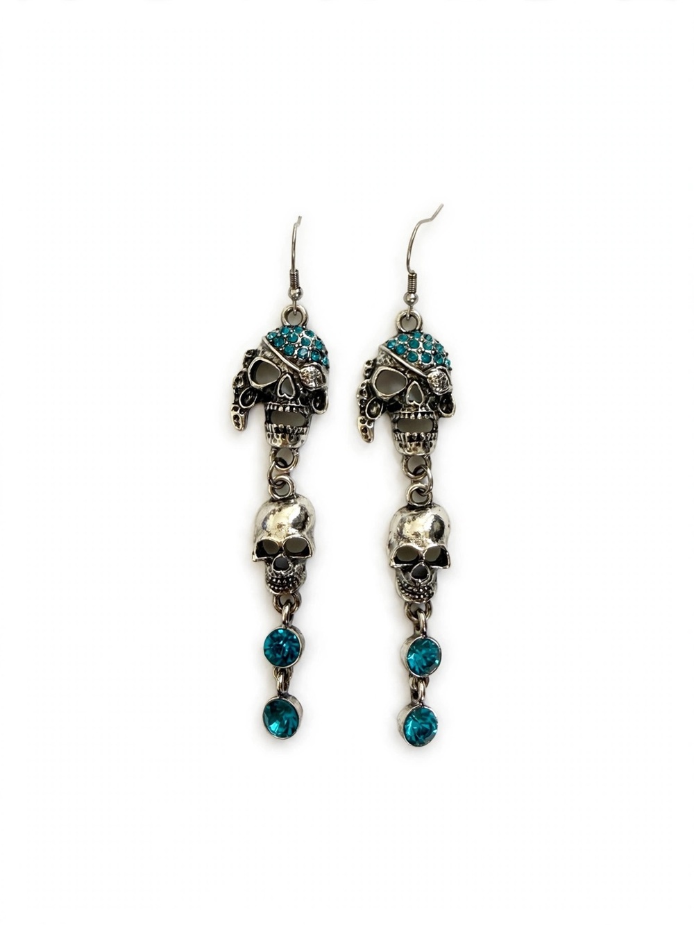 New Skull Dangle Earrings 925 Silver Hooks For Women E089